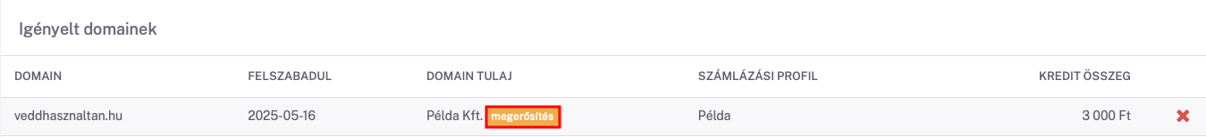A domain elkapáshoz elmaradhatatlan a tulajdonosi adatok megerősítése